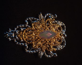 Hair clip, Barrette, Hair clasp, Steampunk hair clip, Victorian hair clip, Gold hair clip,  Filigree, Silver hair clip, Opal coloured gem