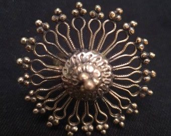 Big silver boho flower ring