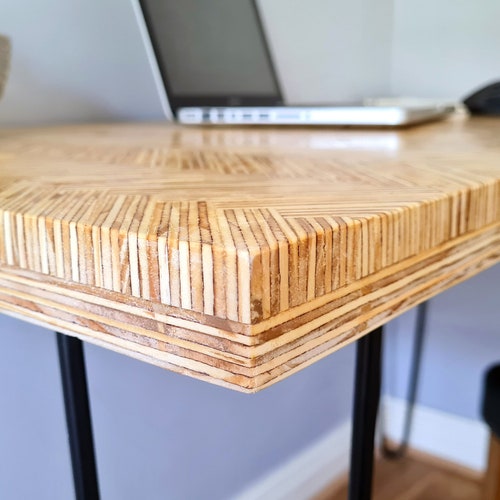 Minimalist Scandinavian Birch Plywood Desk With Hairpin Legs Etsy UK