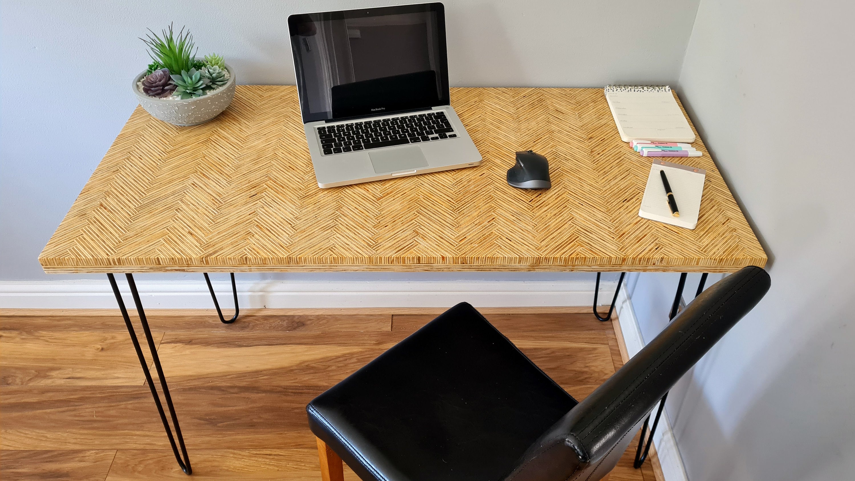 Plywood Desk With Hairpin Legs Plywood Dining Table Computer Writing