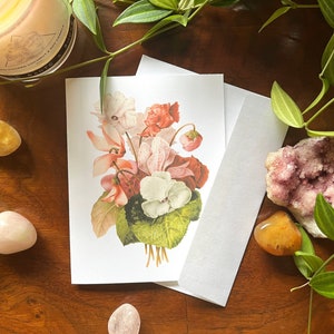 Garden Flowers Greeting Card | Spring Cards | Flower Bouquet Art | Cards for Her | Friend Gift