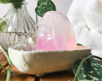 Rose Quartz Crystal Handmade Bar Soap | Pink Jasmine & Neroli | Basket Stuffers for Easter | Bridal Shower Gift | Spring Baby Shower Favors