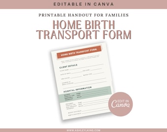 Home Birth Transfer Plan | Printable Handout | Emergency Transport | Informed Consent | Midwife Doula Resource | Hospital Transfer Birth