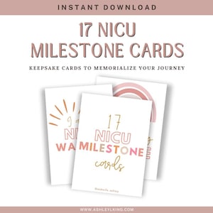 Cartes jalons USIN IMPRIMABLE |  Cartes pour séance photo, cartes pour berceau Nicu, jalons importants pour une fille prématurée, cartes imprimables pour hôpital, bébé prématuré,