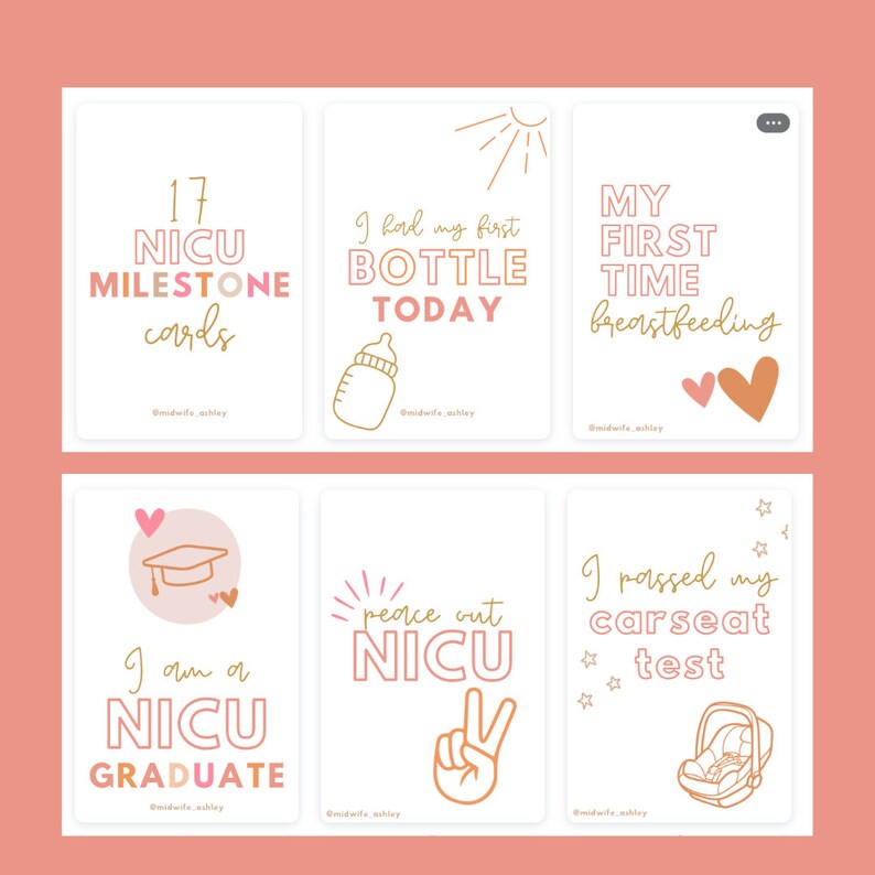 NICU Milestone Cards PRINTABLE Photo Op Cards, Nicu Crib Cards, Preemie