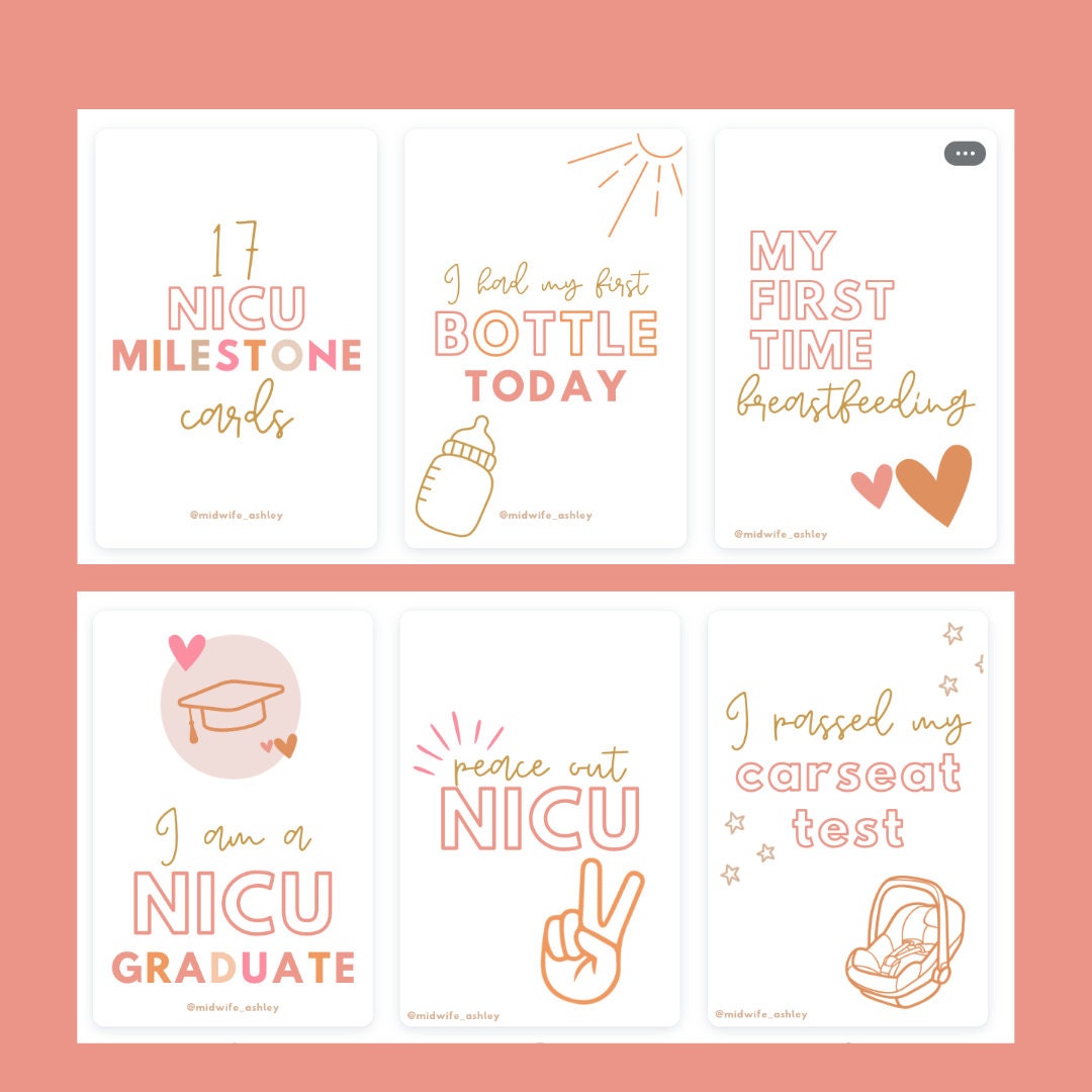 NICU Milestone Cards PRINTABLE | Photo Op Cards, Nicu Crib Cards ...