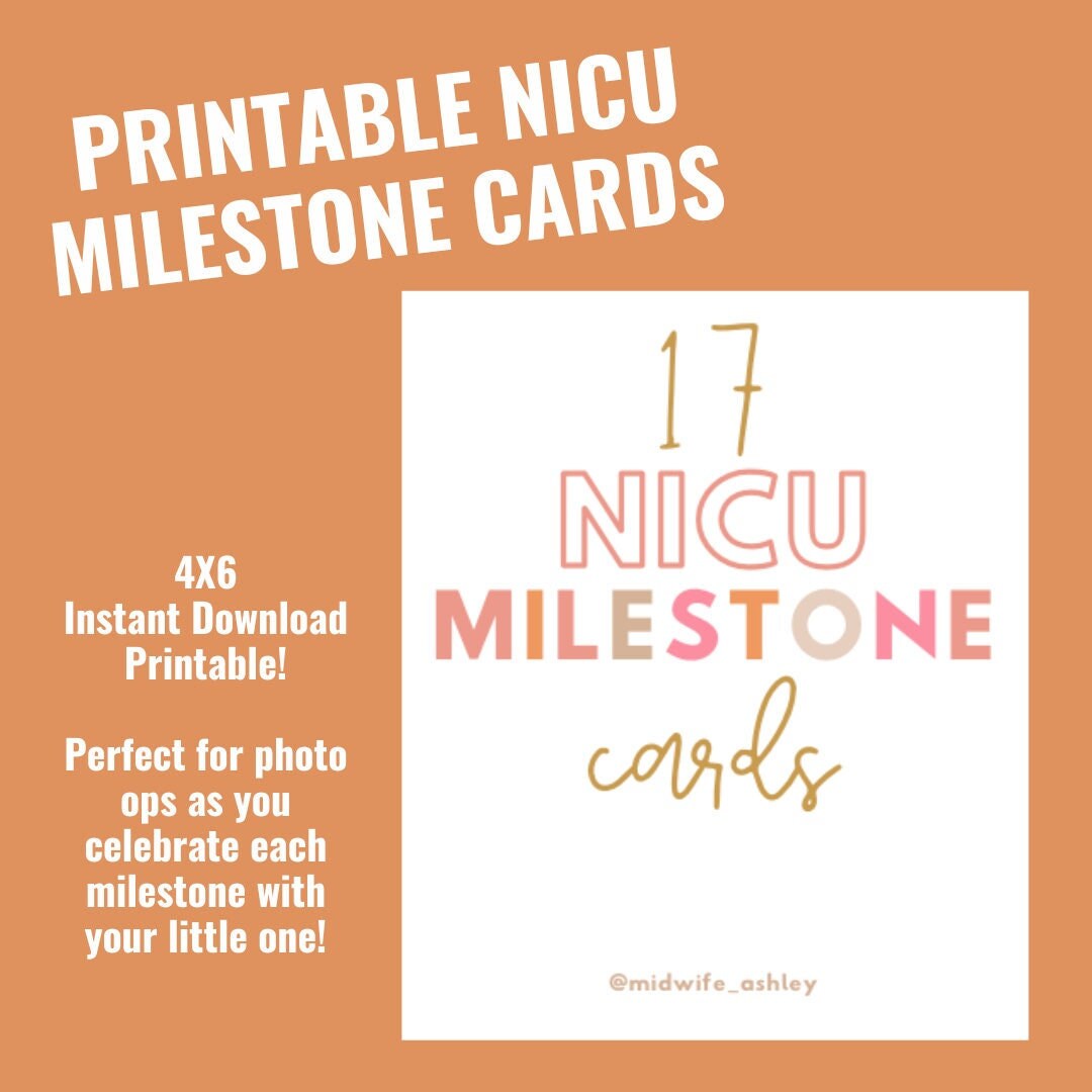 NICU Milestone Cards PRINTABLE Photo Op Cards, Nicu Crib Cards, Preemie ...