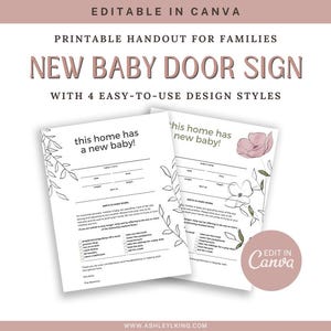 Nouveau panneau de porte bébé - Verdure | PDF imprimable | Sage-femme, doula, éducatrice à l'accouchement, nouvelle maman, infirmière, post-partum, naissance, grossesse