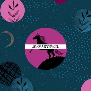 RARE Ruby Star Crescent Unicorn Fabric