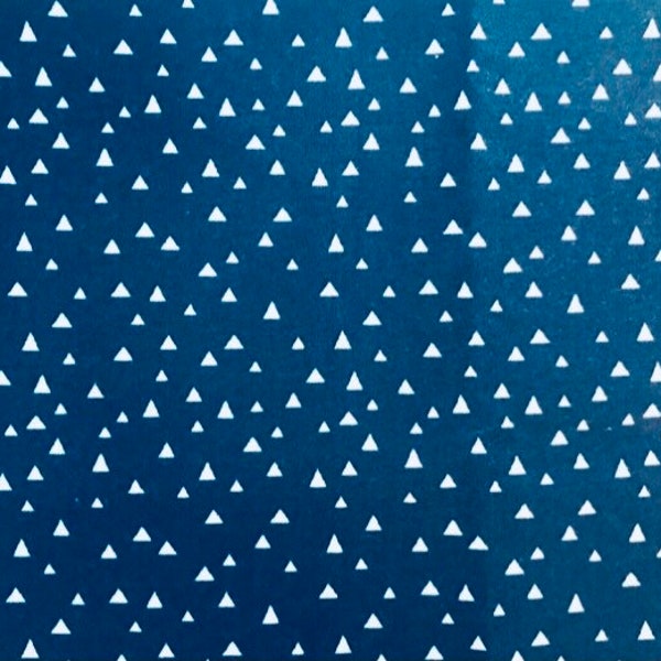 OOP Navy 100% Cotton Fabric with Gray Triangles