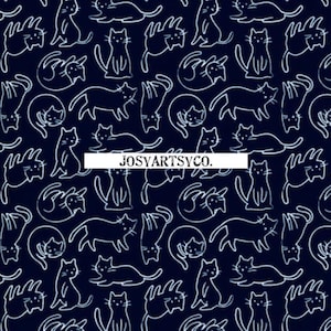 Black Cat Fabric by the Yard, Half Yard, Quarter Yard
