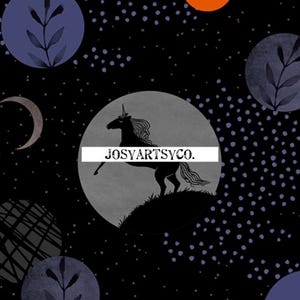 Last in Stock! OOP Ruby Star Crescent Unicorn Fabric