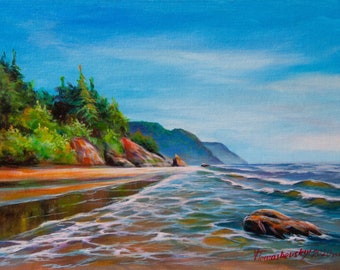 landscape, acrylic painting on canvas board, Oceane, Home Decor