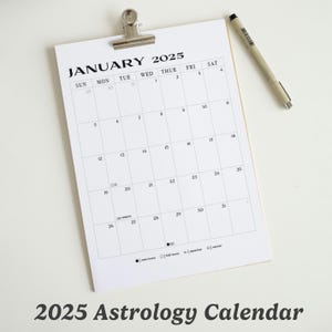 2025 Astrology Printable Astrology Calendar | Lunar Phases, Mercury Retrogrades & Zodiac Seasons | Letter Size Instant Download