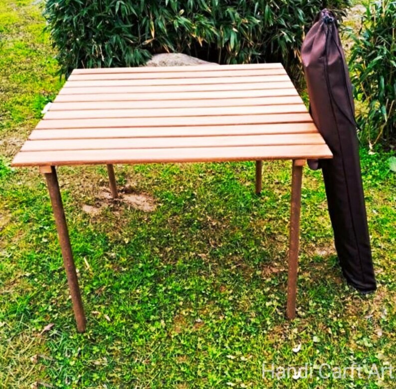 Foldable Wooden Roll up Table With Carry Bag, Foldable Wooden Patio