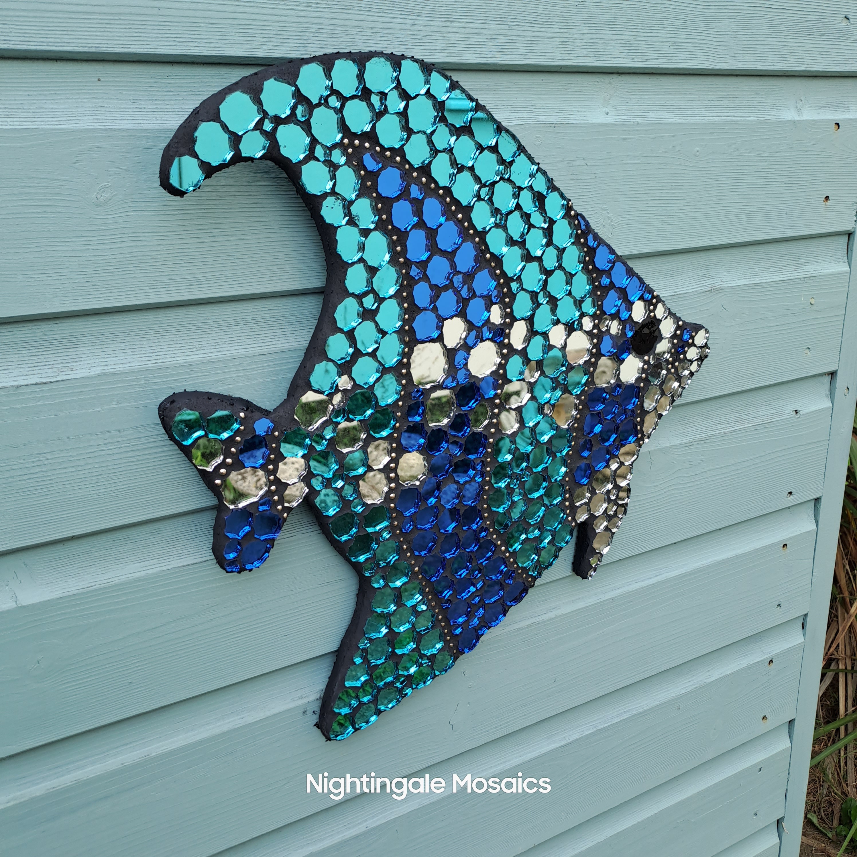 Mirror Pattern Fish Handmade Mosaic Fish 2 Shades of Blue Mirror Fish - Etsy
