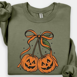 Pumpkin Cherry Halloween Shirt, Spooky Pumpkin Halloween Tshirt, Halloween Tshirt, Gift for Halloween Lovers, Halloween Pumpkin Sweatshirt