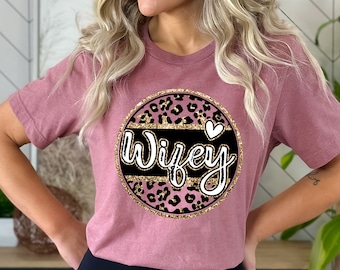 Leopard Wifey Shirt, Wifey Shirt, Engagement Shirt, Bridal Shower Gift, Gift for Bride,Personalized Bridal Gift, New Wife Sweat, Hubby Wife