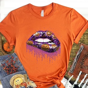 Halloween Shirt, Halloween Gift, , Bite Me, Vampire, Halloween, Women&#39;s Shirt, pumpkin lips, Halloween lips, bling lips, Halloween pumpkin