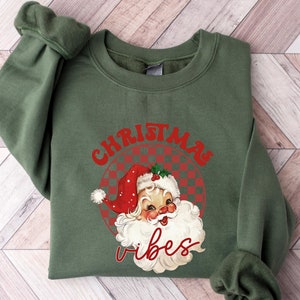 Retro Style Christmas Vibes Santa Shirt, Xmas Winter Sweatshirt, Christmas Sweatshirt, Gift for Christmas, Christmas Season Tshirt, Santa T