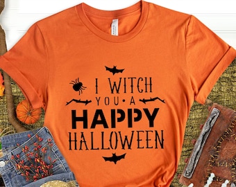 I Witch You A Happy Halloween T-Shirt, Halloween Shirt, Halloween Shirts For Kids, Halloween Party T-shirt, Funny Halloween Shirts