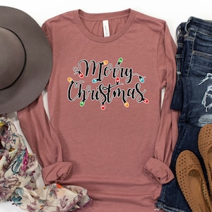 Merry Christmas Long Sleeves Shirt, Merry Christmas Lights Shirt, Merry Christmas 2023 Shirt Christmas 2023 Cute family matching Xmas shirts