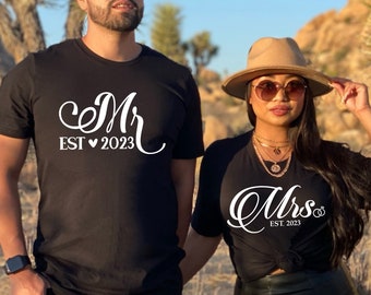Mr And Mrs, Mr and Mrs shirts, Honeymoon Shirts, Newlywed Shirts, Wedding Shirt, Wife And Hubs Shirts, Just Married Shirts, Couples Shirts