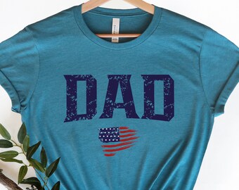 Dad Shirt with American Flag, American Dad Shirt, Cute Gift For Dad, Gift for American Father, Gift for Fathers Day, Tee for Proud American
