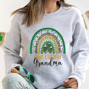 One Lucky Grandma Rainbow Shirt, St St. Patricks Day Grandma shirt, Irish Grandma shirt, Lucky Green Shamrock Grandma Shirt,  grandma gift
