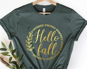 Hallo Fall Shirt, Fall Shirt, Thanksgiving Shirt, Cute Fall Shirt, Womens Fall Shirts, Fall Leaves Shirt, welkom, smores, herfst, vreugdevuur