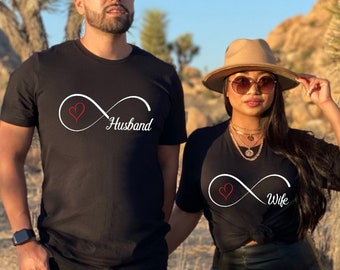 Hubby Wifey Infinity Shirts, Custom Hubby Wifey Shirts, Couples Shirts, Husband And Wife Shirts, Honeymoon Shirt, Anniversary Shirt