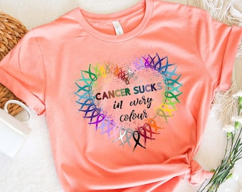Cancer Sucks In Every Color T-shirt, Nobody Fights Alone, Cancer Fighter Shirt, Warrior T-shirts, Cancer Awareness T-shirt, Cancer Survivor