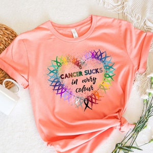 Cancer Sucks In Every Color T-shirt, Nobody Fights Alone, Cancer Fighter Shirt, Warrior T-shirts, Cancer Awareness T-shirt, Cancer Survivor