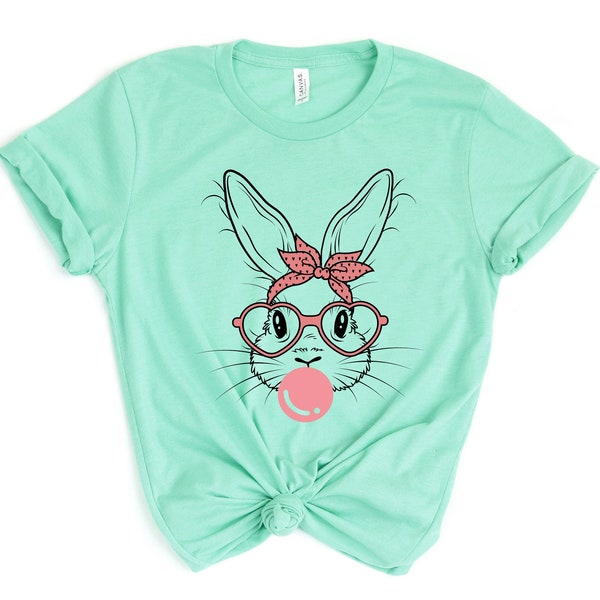 Easter Bunnies shirt Bunny with glasses chewing gum shirt Happy Easter Shirt, Easter Bunny rabbit Shirt, boys girls toddler Nice Easter gift