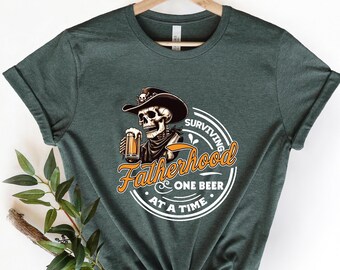 Surviving Fatherhood One Beer at a Time Shirt, Funny Tshirt for Fathers Day, First Fathers Day Shirt, Cool Gift for Cool Fathers