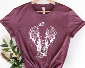 Elephant Shirt, Elephant Shirt, Animal Illustration shirt, Mens, Womens, Kids, Gifts, Africa Wildlife, Wild life shirt, Tree illusion shirt