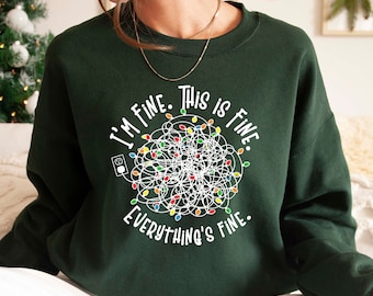 Im Fine This is Fine Everything is Fine Shirt, Funny Christmas Lights Tshirt, Family Christmas Tshirt, Cute Christmas Gift, Merry Christmas