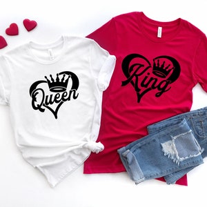 King and Queen Shirt, Valentine Shirt, Couple Shirt, Valentine Days Gift, Valentine Days Shirt, Couple Matching, Love Shirt with Crown