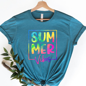 Summer Vibes Shirt, Colorful Summer Shirt, Gift For Vacation Crew, Summer Beach Shirt, Shirt For Friends, Besties Shirts, Vacay Crew Shirt