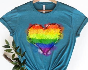 Rainbow Heart Shirt, Pride Heart Shirt, LGBT Shirt, LGBT Shirt Gift, LGBT Shirt Funny, Pride Shirt Women, Pride Gift, Pride Celebration T