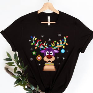 Reindeer Christmas Long Sleeves Shirt, Christmas lights , Peeping Reindeer Shirt, Merry Christmas Shirt, Christmas Family Shirt, Xmas antler