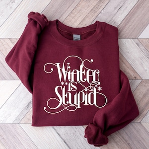 Winter Is Stupid Shirt, Sweatshirt for Winter, Winter Gift, Cute Winter Top, Sassy Top, Gift for Christmas, Funny Winter Shirt