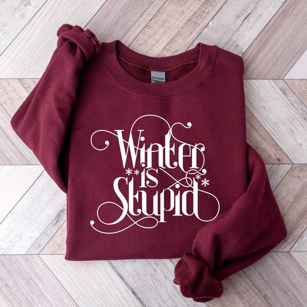 Winter Is Stupid Shirt, Sweatshirt for Winter, Winter Gift, Cute Winter Top, Sassy Top, Gift for Christmas, Funny Winter Shirt