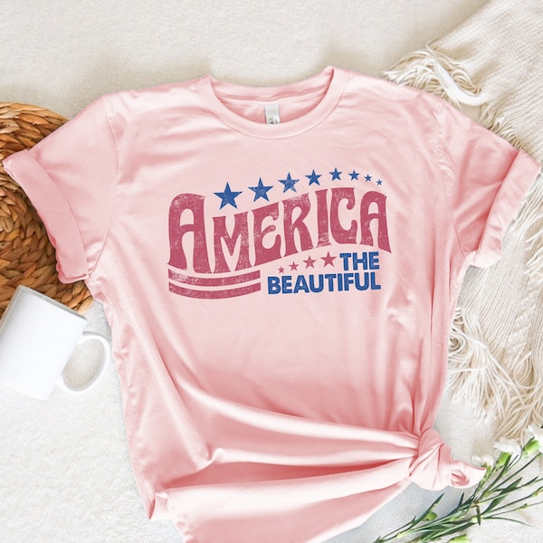 America The Beautiful Shirt, 4th of July Party Shirt, Retro Style 4th of July Shirt, Independence Day Shirt For Gift, Proud American Shirt