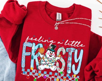 Woman Christmas Sweatshirt, Christmas Snowman Crewneck, Festive Holiday Lights Pullover, Winter Graphic Top, Cute Snowman Apparel