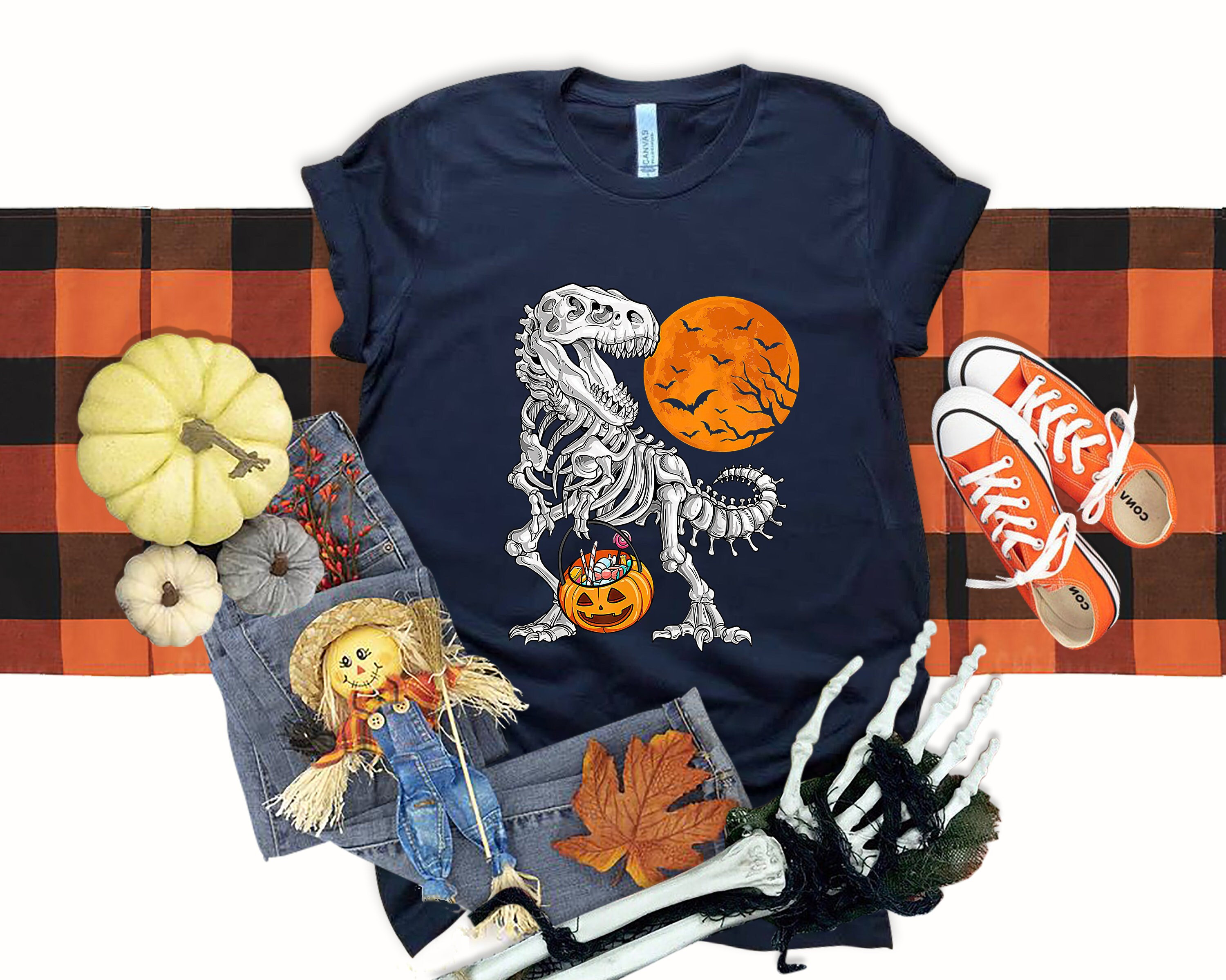 Discover Camiseta Dinosaurio Esqueleto Trex Halloween para Hombre Mujer
