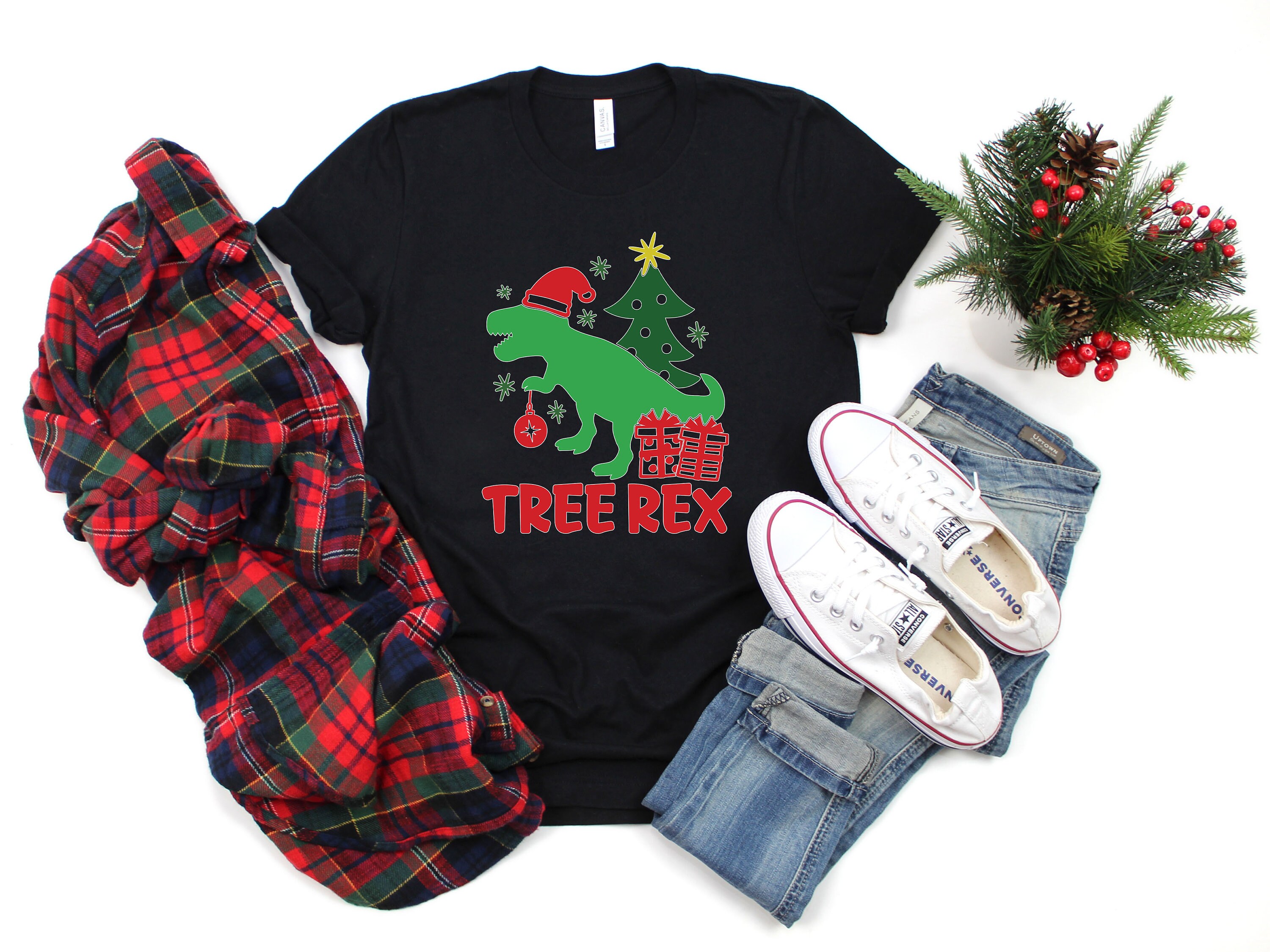 Discover Christmas dinosaur tree rex shirt,  Funny Kids Christmas Shirt, gift for kids Shirt Christmas 2021 Shirt, Cute boys gift, Trex t-rex t