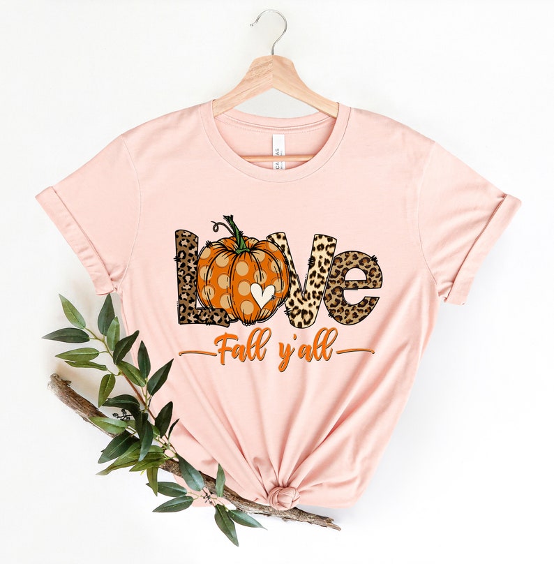 Love Fall Y'All Shirt, Leopard Print Fall Shirt, Thanksgiving,Hello Pumpkin, Fall Vibes, Peace Love Thanksgiving, Family Thanksgiving Shirt image 4