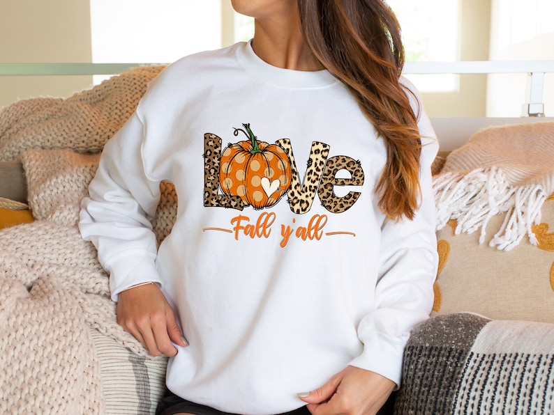 Love Fall Y'All Shirt, Leopard Print Fall Shirt, Thanksgiving,Hello Pumpkin, Fall Vibes, Peace Love Thanksgiving, Family Thanksgiving Shirt image 3