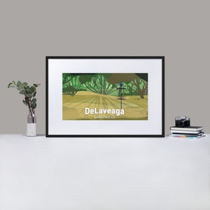 DeLa Disc Golf Course Print - Poster incorniciato in carta opaca - Orizzontale - Poster arte golf disco - Regalo golf disco - Disco Golf Décor